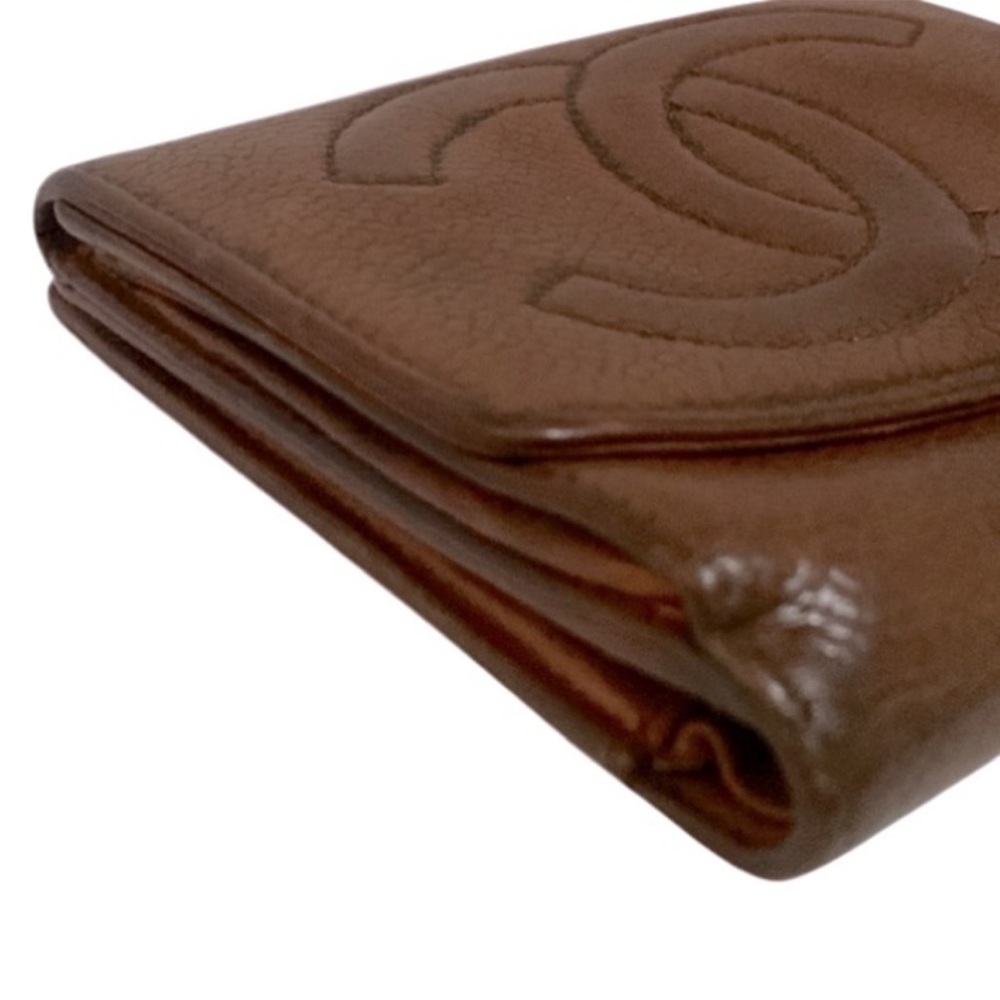 Chanel Vintage  Brown Caviar Leather CC Logo Wallet – 1990s - Picture 4 of 11